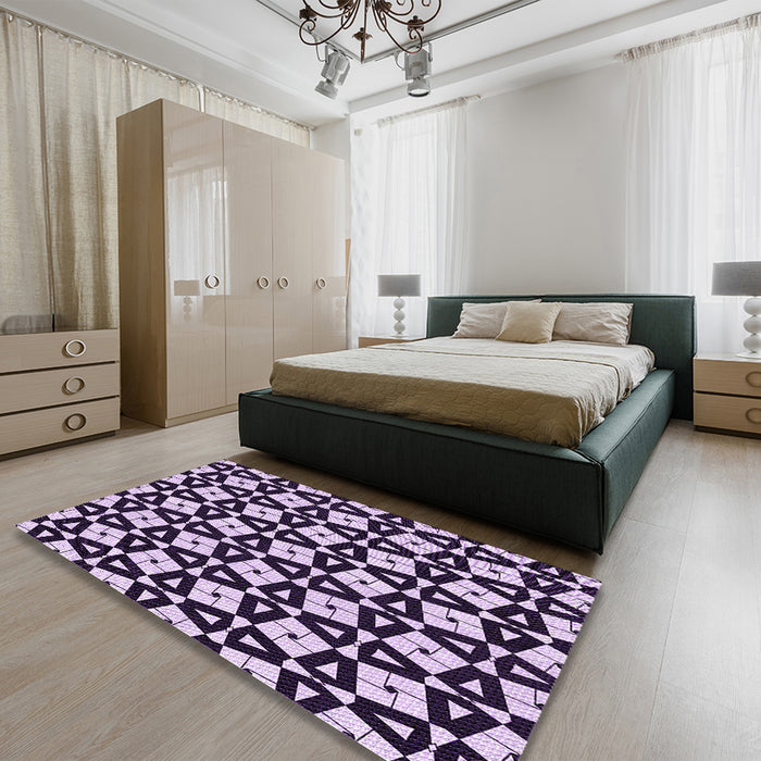 Round Machine Washable Transitional Mauve Purple Rug in a Office, wshpat2245pur