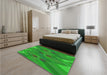 Patterned Green Rug in a Bedroom, pat2246grn