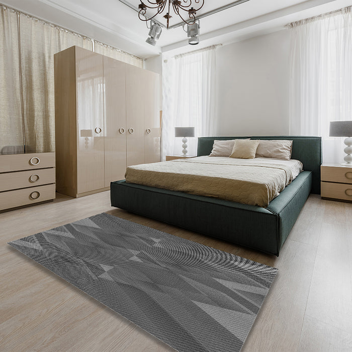 Patterned Silver Gray Rug in a Bedroom, pat2246gry