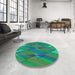 Round Patterned Spring Green Rug in a Office, pat2246lblu