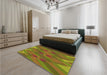 Patterned Saddle Brown Rug in a Bedroom, pat2246org