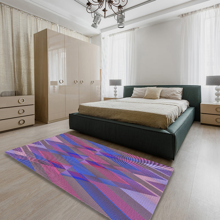 Patterned Medium Purple Rug in a Bedroom, pat2246pur