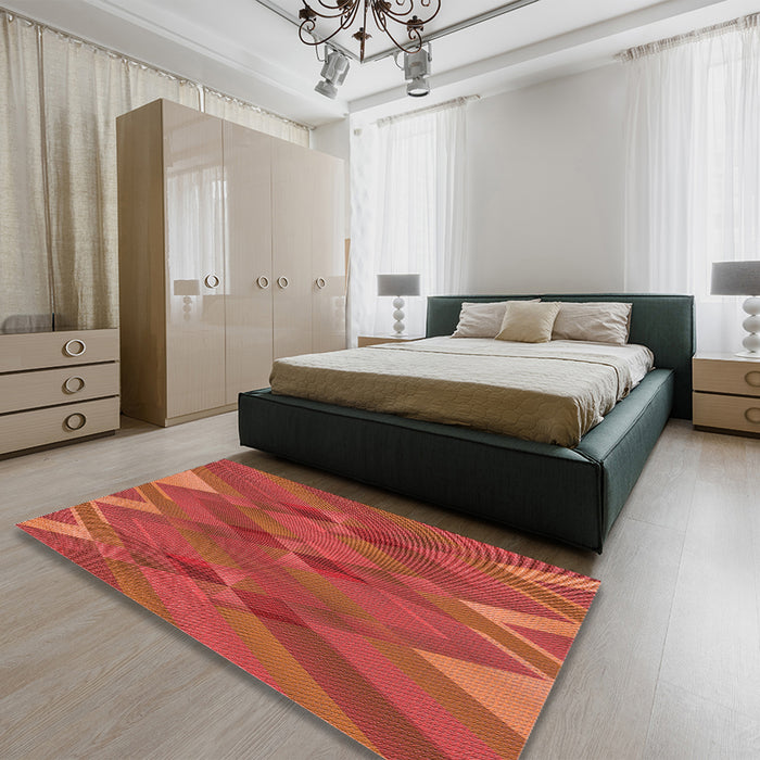 Patterned Bright Orange Rug in a Bedroom, pat2246rd