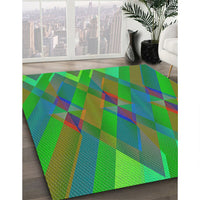 Patterned Forest Green Modern Rug, pat2246