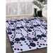 Patterned Dark Slate Blue Purple Rug in Family Room, pat2247blu