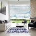 Square Patterned Dark Slate Blue Purple Rug in a Living Room, pat2247blu