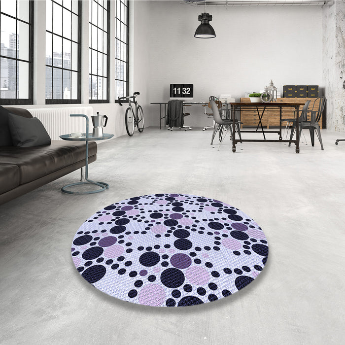 Round Patterned Dark Slate Blue Purple Rug in a Office, pat2247blu
