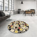 Round Patterned Khaki Gold Rug in a Office, pat2247brn