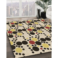 Patterned Khaki Gold Rug, pat2247brn