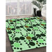 Patterned Light Green Rug in Family Room, pat2247grn