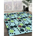 Patterned Dark Blue Grey Blue Rug in Family Room, pat2247lblu