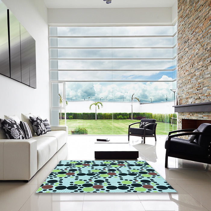 Machine Washable Transitional Dark Blue Grey Blue Rug in a Kitchen, wshpat2247lblu
