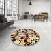 Round Patterned Red Brown Rug in a Office, pat2247org