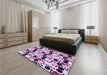 Patterned Blossom Pink Rug in a Bedroom, pat2247pur