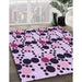 Patterned Blossom Pink Rug in Family Room, pat2247pur