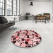 Round Patterned Brown Red Rug in a Office, pat2247rd