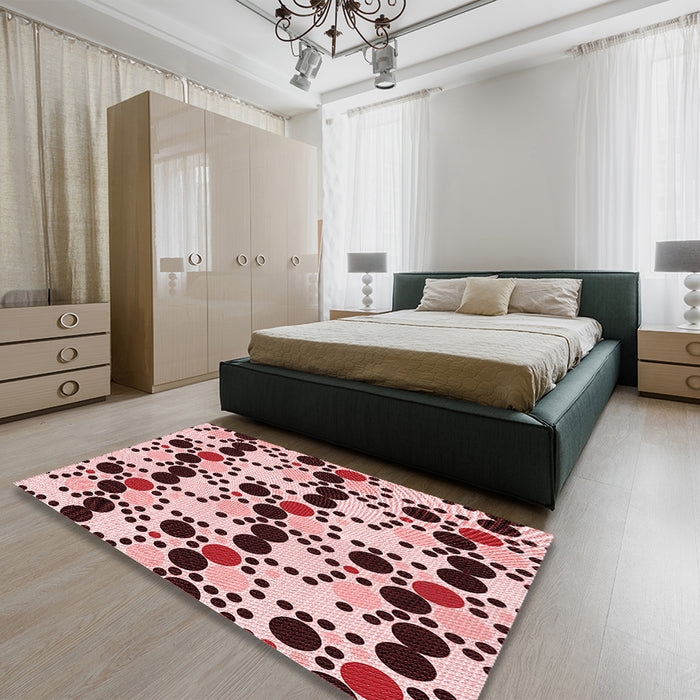Patterned Brown Red Rug in a Bedroom, pat2247rd