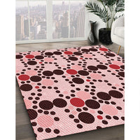 Patterned Brown Red Rug, pat2247rd