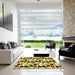 Machine Washable Transitional Mustard Yellow Rug in a Kitchen, wshpat2247yw