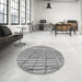 Round Machine Washable Transitional Ash Gray Rug in a Office, wshpat2248