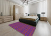 Machine Washable Transitional Magenta Pink Rug in a Bedroom, wshpat2249