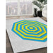 Patterned Light Jade Green Novelty Rug in Family Room, pat224