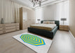 Patterned Light Jade Green Novelty Rug in a Bedroom, pat224