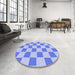 Round Patterned Blue Rug in a Office, pat225blu