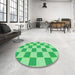 Round Patterned Jade Green Rug in a Office, pat225grn