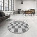 Round Patterned Platinum Gray Rug in a Office, pat225gry