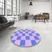 Round Patterned Light Slate Blue Rug in a Office, pat225pur