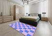 Patterned Light Slate Blue Rug in a Bedroom, pat225pur