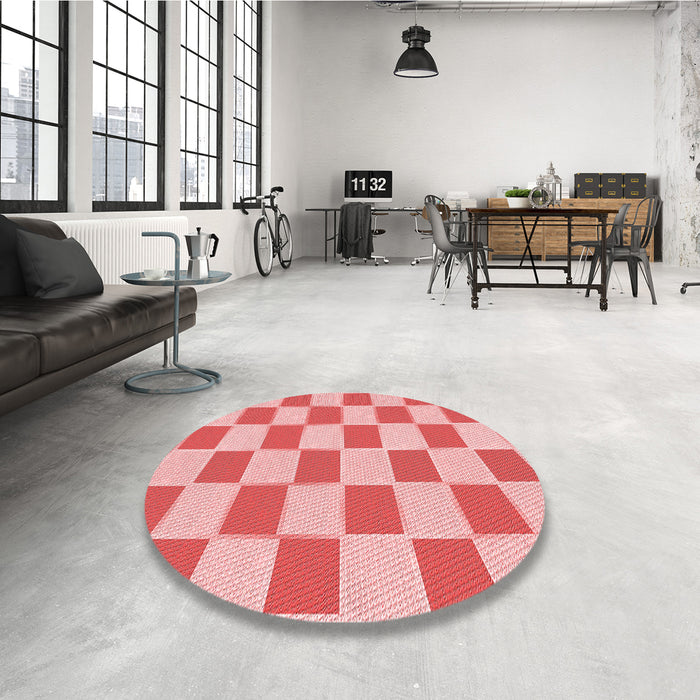 Round Patterned Pastel Pink Rug in a Office, pat225rd