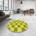 Round Patterned Pistachio Green Rug in a Office, pat225yw