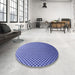 Round Patterned Denim Blue Rug in a Office, pat2250blu