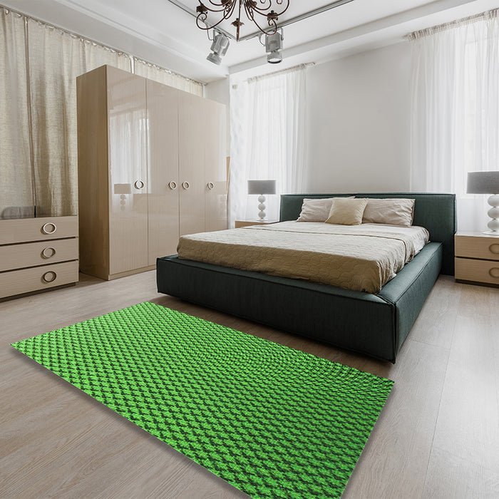 Patterned Green Rug in a Bedroom, pat2250grn