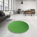 Round Patterned Green Rug in a Office, pat2250grn