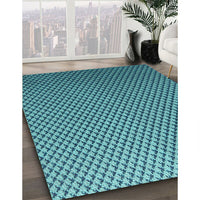 Patterned Turquoise Green Rug, pat2250lblu