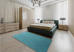 Patterned Turquoise Green Rug in a Bedroom, pat2250lblu