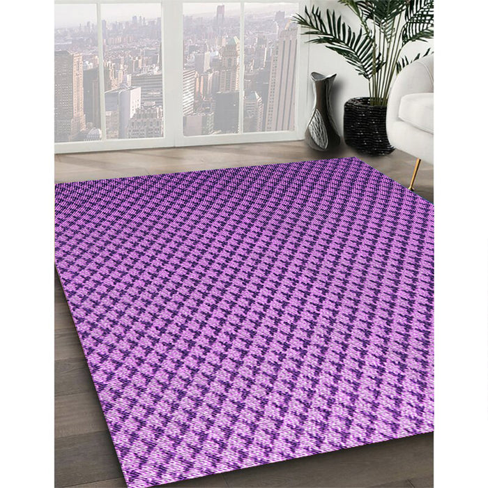Patterned Purple Rug in Family Room, pat2250pur