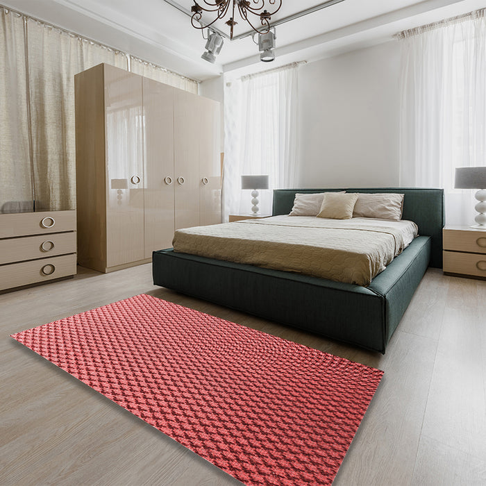 Patterned Red Rug in a Bedroom, pat2250rd