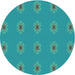 Square Patterned Bright Turquoise Blue Rug, pat2251lblu