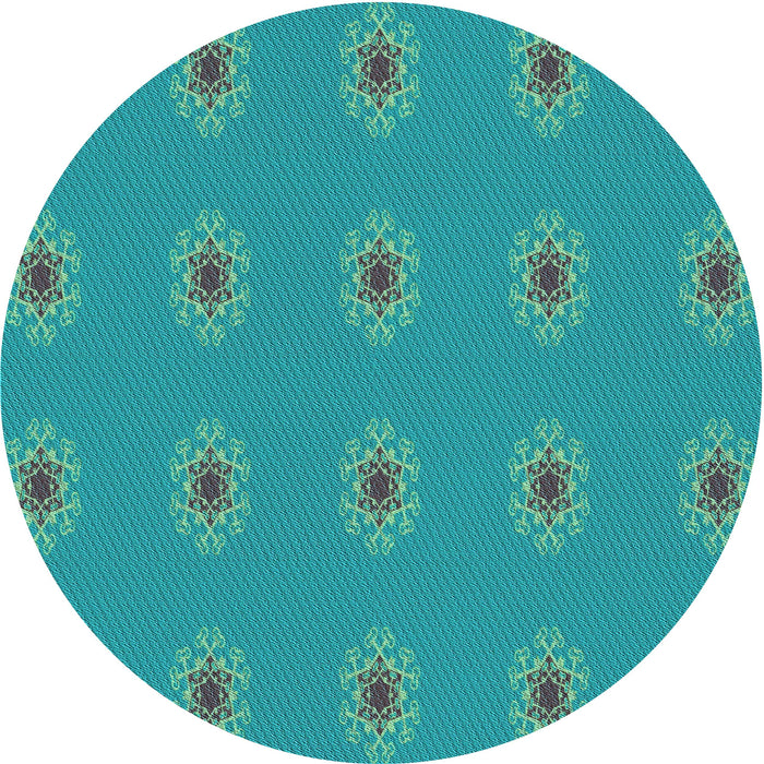 Square Machine Washable Transitional Bright Turquoise Blue Rug in a Living Room, wshpat2251lblu