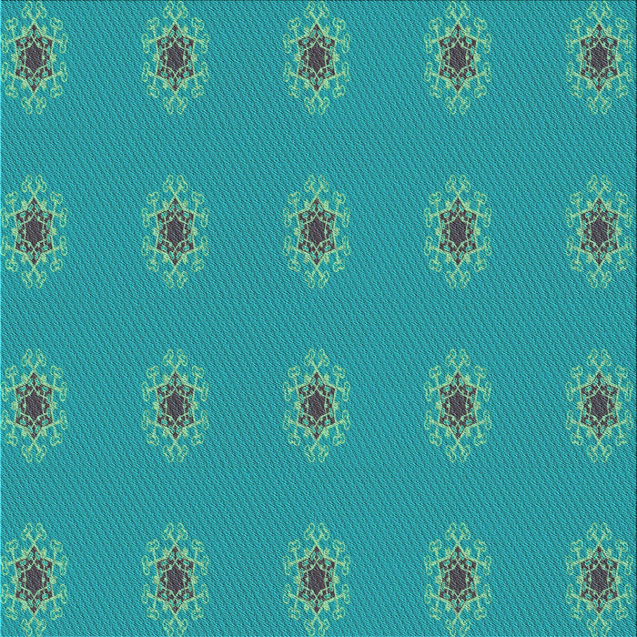 Round Patterned Bright Turquoise Blue Rug, pat2251lblu