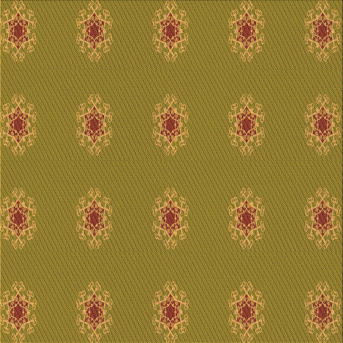 Round Patterned Orange Gold Rug, pat2251org