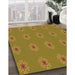 Patterned Orange Gold Rug in Family Room, pat2251org