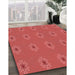 Patterned Tomato Red Rug in Family Room, pat2251rd