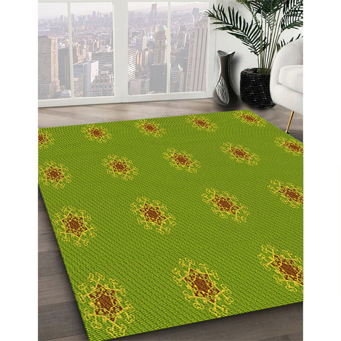 Machine Washable Transitional Pistachio Green Rug in a Family Room, wshpat2251yw