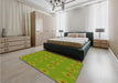 Patterned Pistachio Green Rug in a Bedroom, pat2251yw