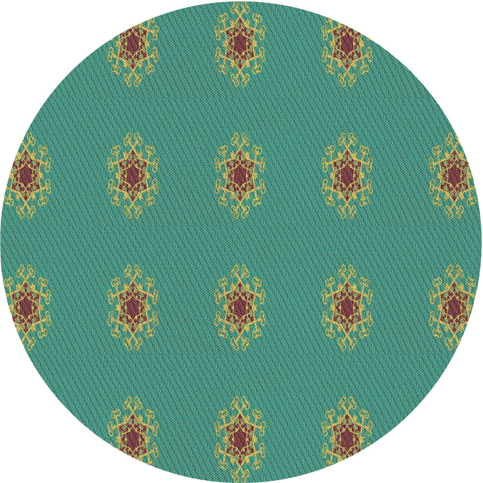 Sideview of Patterned Emerald Green Novelty Rug, pat2251